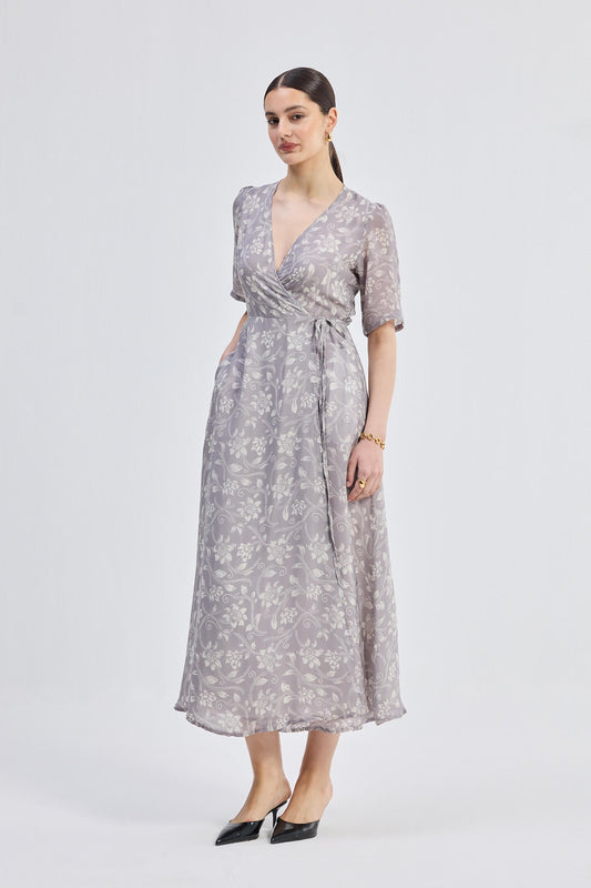 Maxi Wrap Floral dress in Vintage Vines